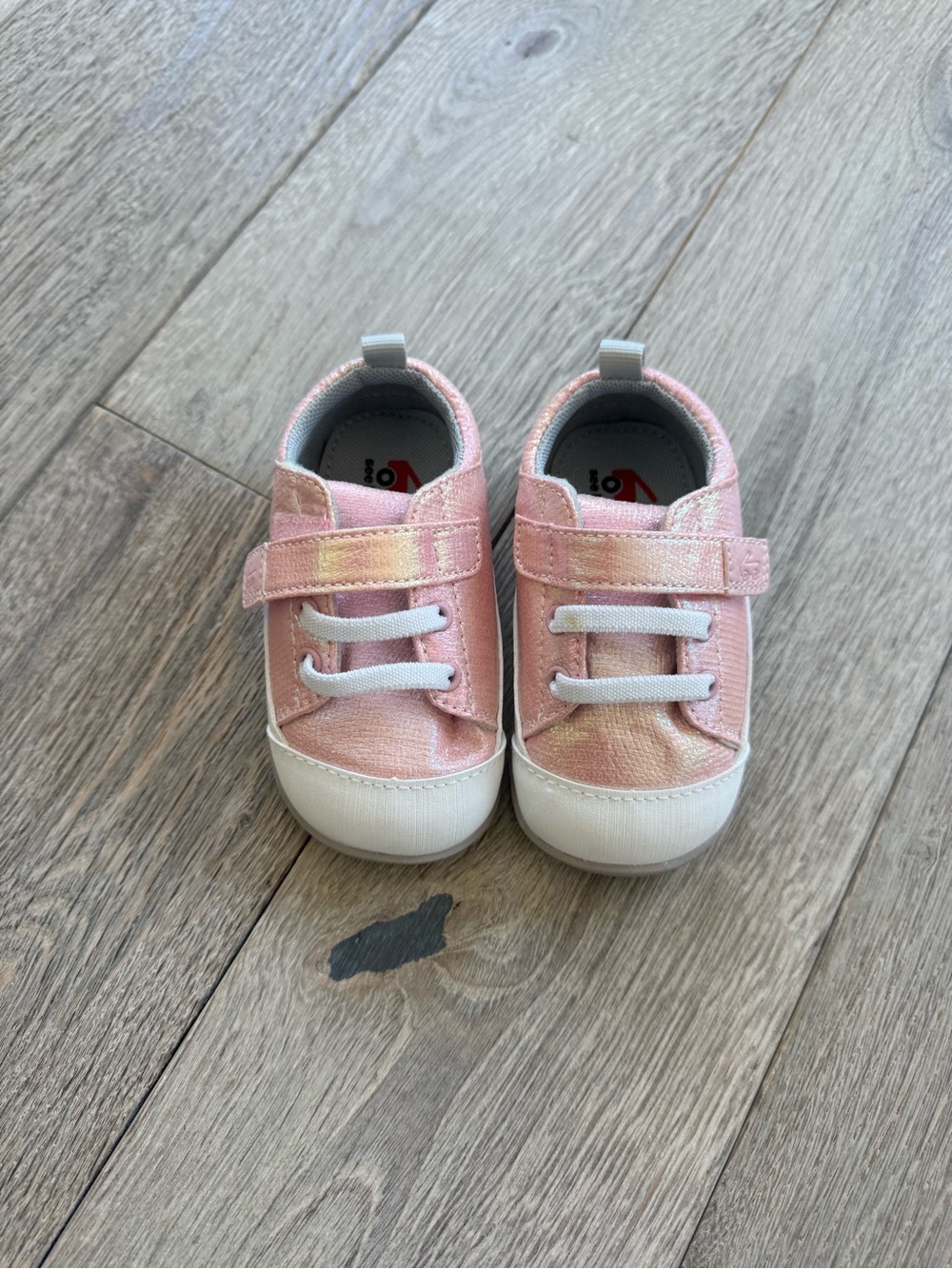See Kai Run Pink Shimmer Velcro Baby Sneakers